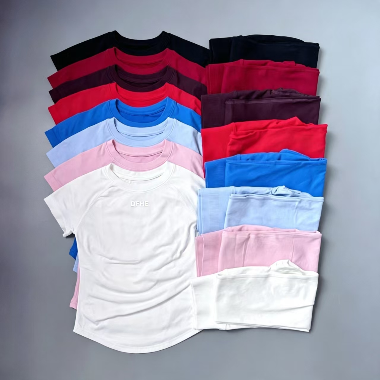 Yoga Daily Fitness - DFHE 슬림 피트니스 트레이닝복, 심리스 반소매