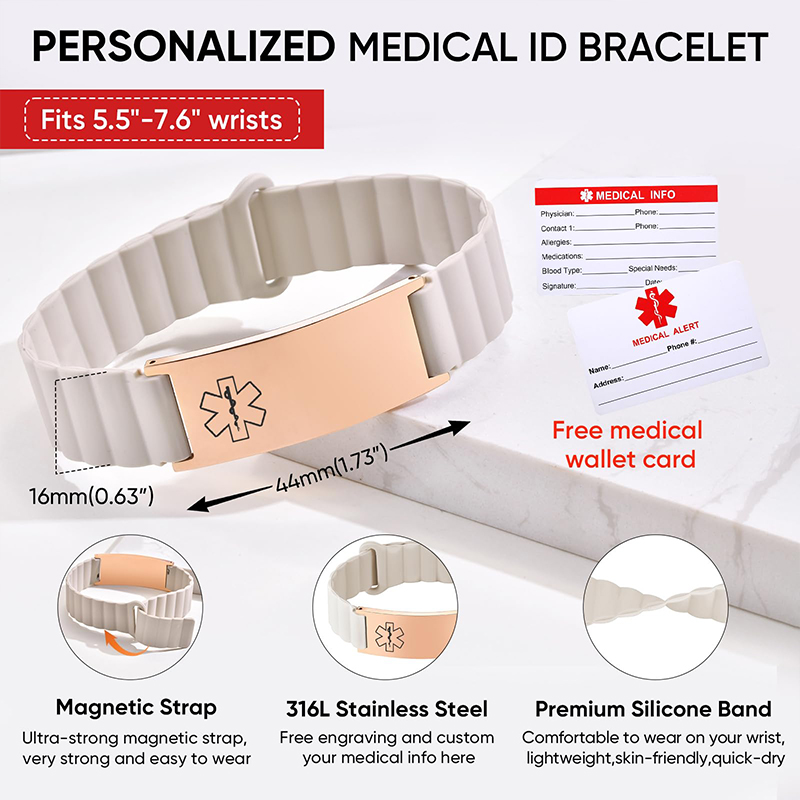 남녀공용 맞춤 제작 의료 ID 팔찌, 실리콘 스트랩,  - Fitness Tracker Band 리뷰 및 가격